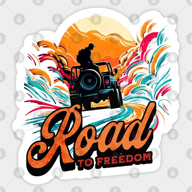 Road to Freedom Sand Jeep Design Sticker by Miami Neon Designs